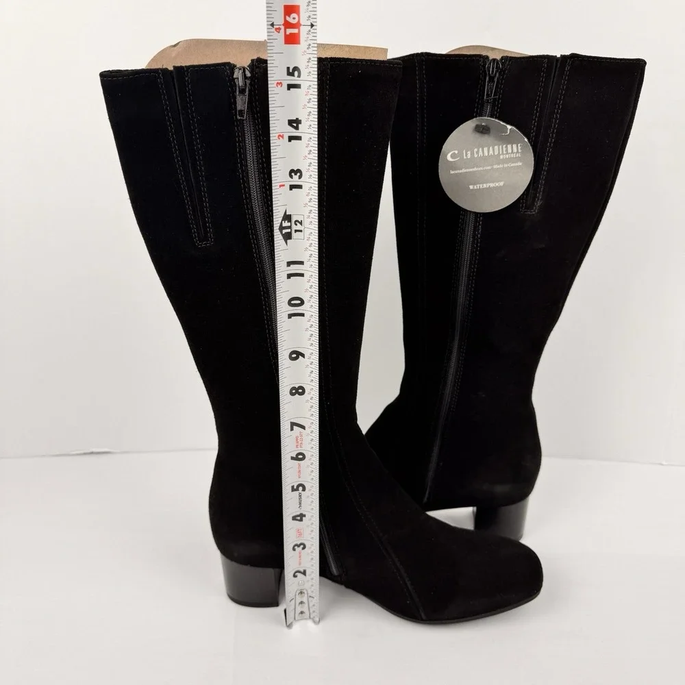 La Canadienne‎ Black Suede Waterproof Knee High Boot 7.5 Women's NWT NOS NIB